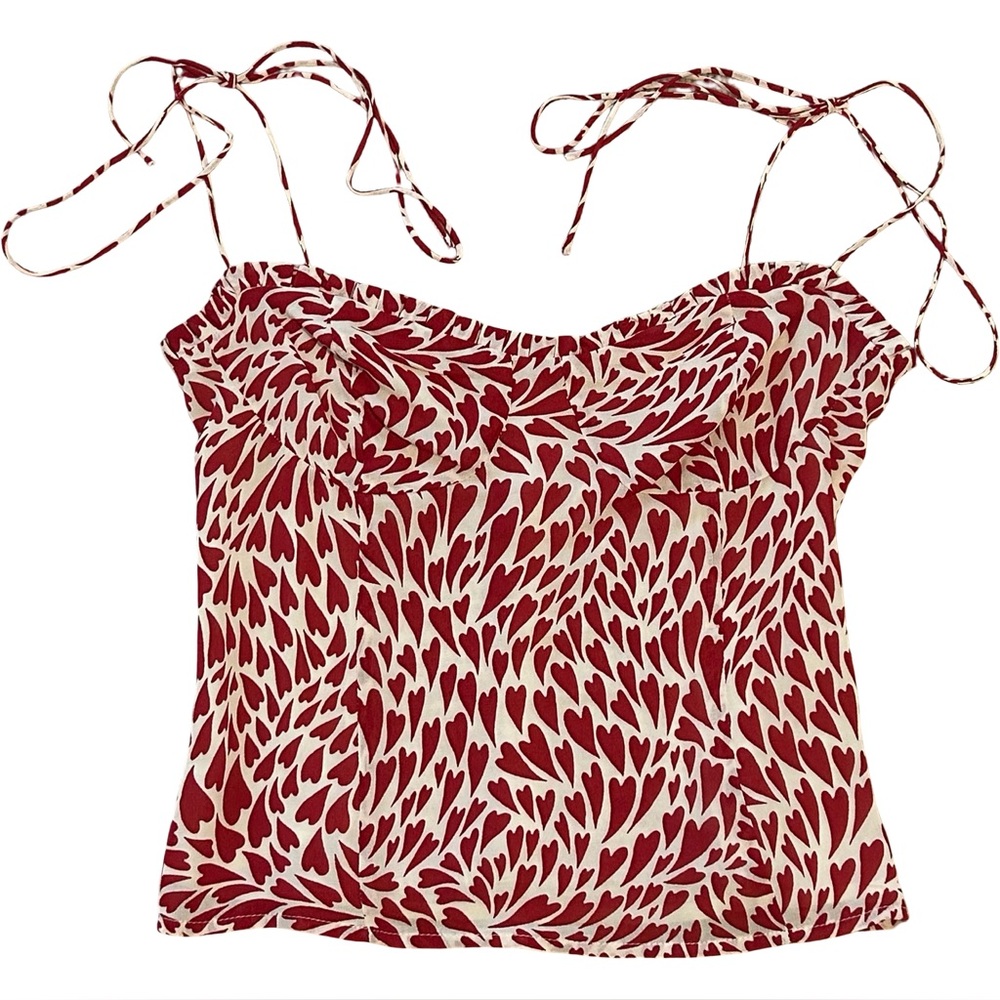 Reformation Novena Ruffle Camisole top love red hearts new without tag NWOT